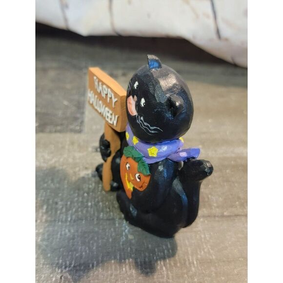 Happy Halloween black cat pumpkin home decor figure - Picture 2 of 4